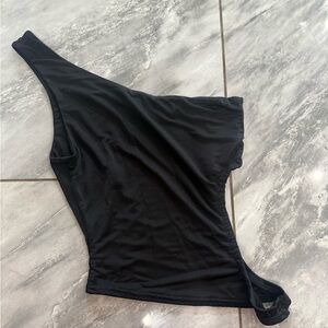 Black One-Shoulder Crop Top